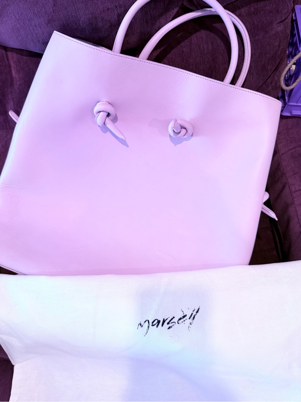 Lavender Leather Tote Bag